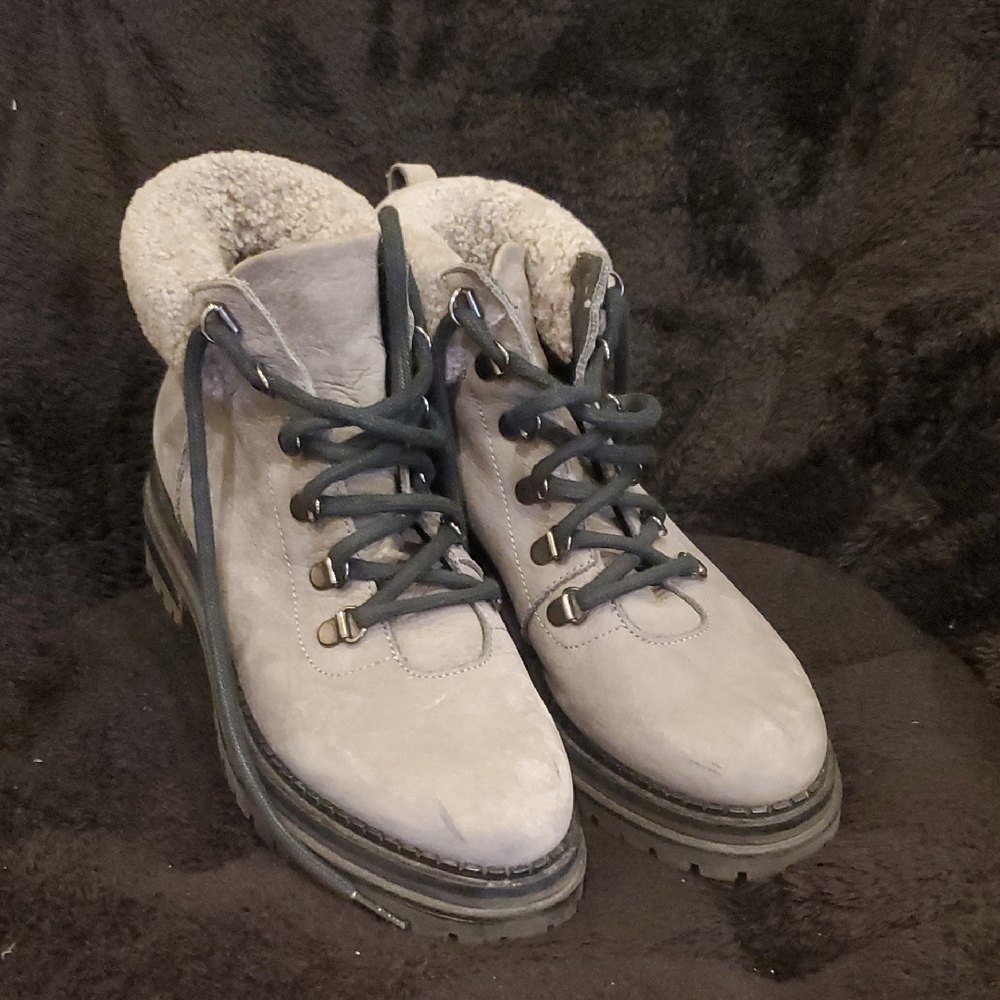 M.GEMI Women's Gray Lace-Up Boots, MADE IN ITALY
